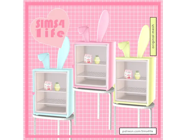 Mix Bunny fridge Functional and deco by sims41ife - The Sims 4 Custom Content