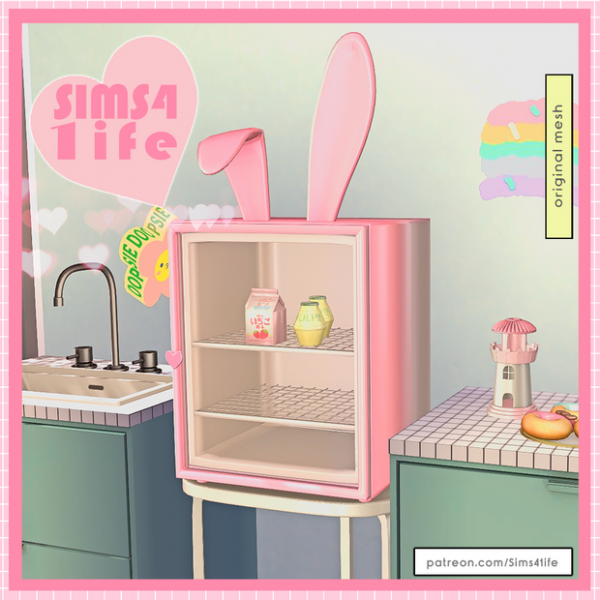 Mix Bunny fridge FUNCTIONAL and deco version by sims41ife - The Sims 4 Custom Content