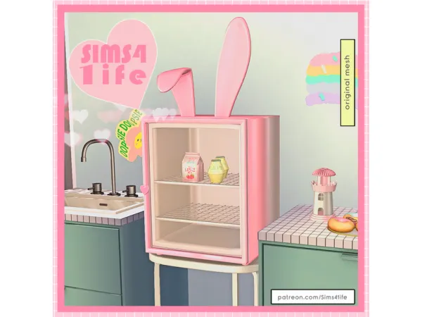 Mix Bunny fridge FUNCTIONAL and deco version - The Sims 4 Custom Content