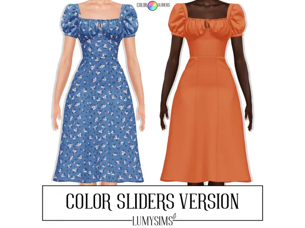 Alpha Cecilia Dress Color Sliders Version by lumysims - The Sims 4 Custom Content