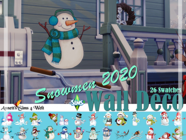 Maxis Match Wall Deco Snowmen 2020 by simsfinds - The Sims 4 Custom Content