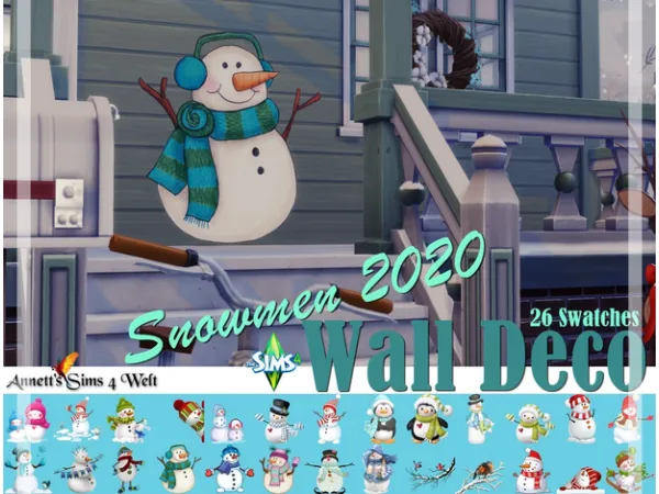 Maxis Match Wall Deco Snowmen 2020 - The Sims 4 Custom Content