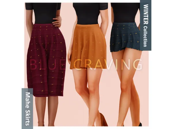 Alpha Blue Craving Mahe Winter Skirts by bluecraving - The Sims 4 Custom Content