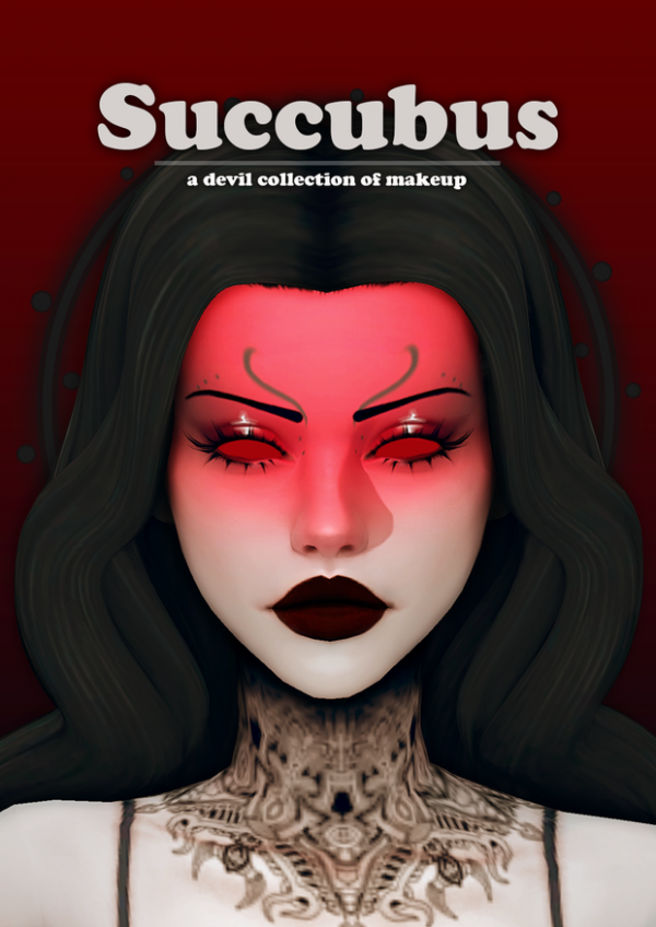 Maxis Match SUCCUBUS a devil collection of makeup by simsfinds - The Sims 4 Custom Content