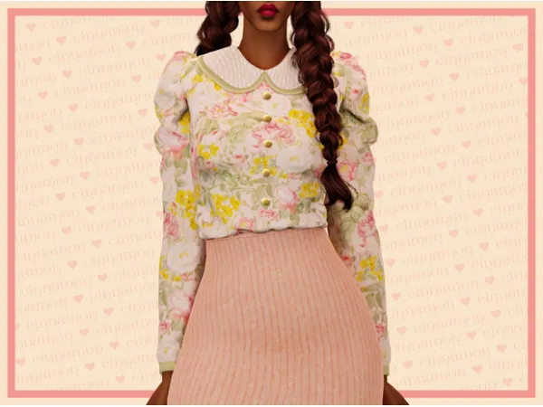 Alpha Anna vintage blouse by cinnamonsims - The Sims 4 Custom Content