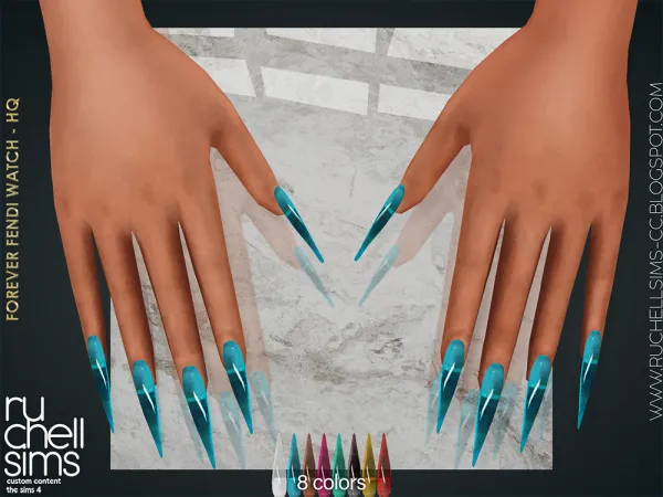 Alpha CRYSTALLINE SEA NAILS by ruchellsims - The Sims 4 Custom Content