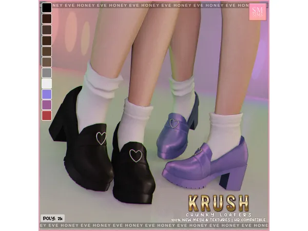 Alpha Krush Chunky Loafers by smsims - The Sims 4 Custom Content
