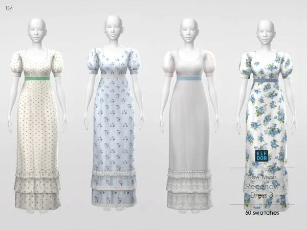 Maxis Match Regency Dress 3 by elfdor - The Sims 4 Custom Content