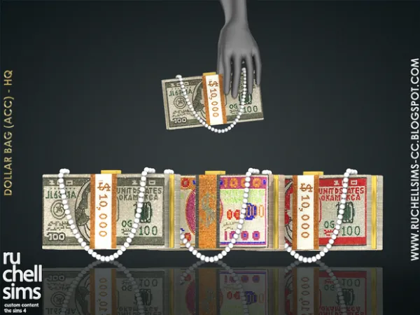 Alpha DOLLAR BAG (ACC) FREE by ruchellsims - The Sims 4 Custom Content