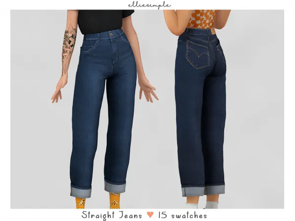 Alpha elliesimple straight jeans by elliesimple - The Sims 4 custom content