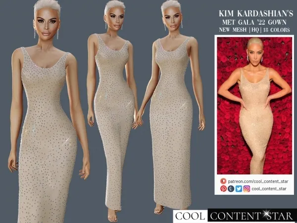 Alpha Kim Kardashian'S Gown from Met Gala 2022 cool_content_star by cool_content_star - The Sims 4 Custom Content