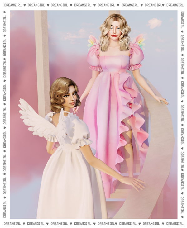 Alpha RUFFLE GOWN by simsfinds - The Sims 4 Custom Content