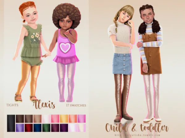 Maxis Match [helgatisha] Tights Alexis_child toddler by simsfinds - The Sims 4 Custom Content