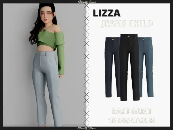 Alpha Lizza Jeans Pants Child - The Sims 4 Custom Content
