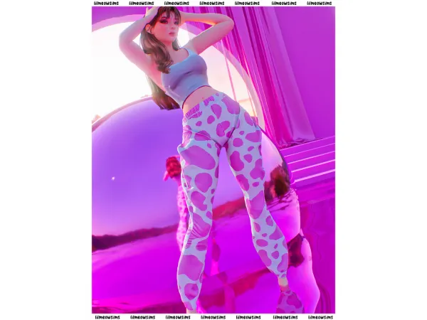 Alpha Pink Cow Print Sweats - The Sims 4 Custom Content
