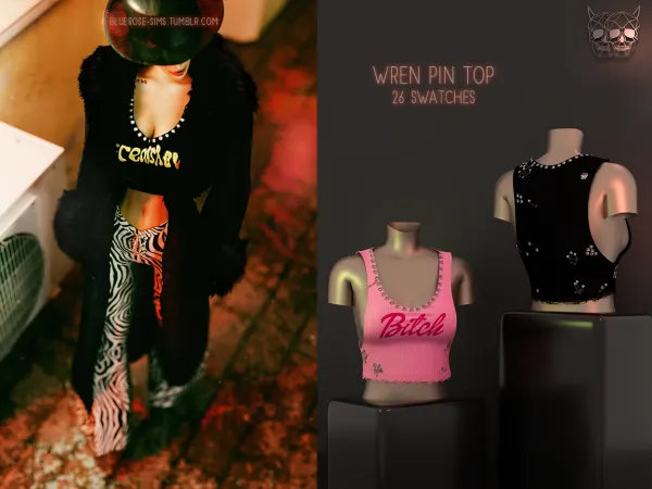 Alpha Wren Pin Top by bluerose-sims - The Sims 4 custom content