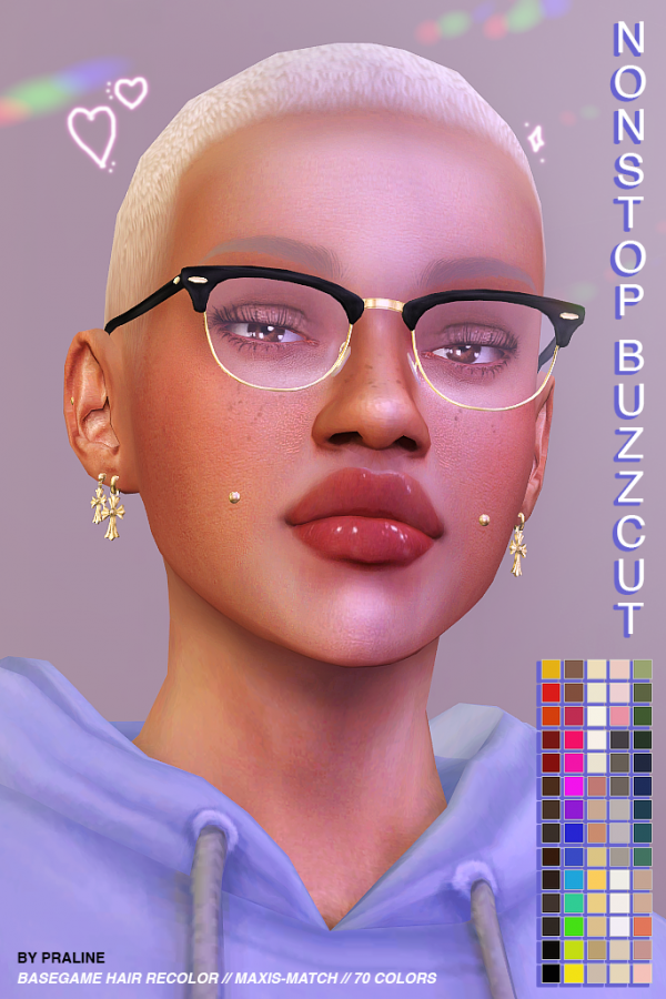 Maxis Match NONSTOP Buzzcut (BG MM Hair Recolor) by simsfinds - The Sims 4 Custom Content