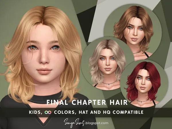 Alpha Final Chapter hair for kids by simsfinds - The Sims 4 Custom Content