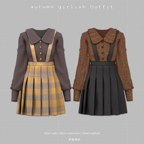 Alpha autumn girlish Outfit (1112) by euno - The Sims 4 Custom Content