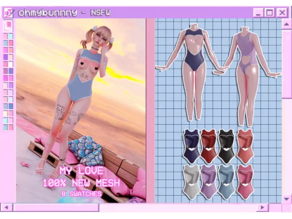 Alpha MY LOVE BODYSUIT by ohmybunnny2 - The Sims 4 Custom Content