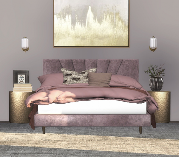 Alpha elvet Art Deco Bed by simsfinds - The Sims 4 Custom Content