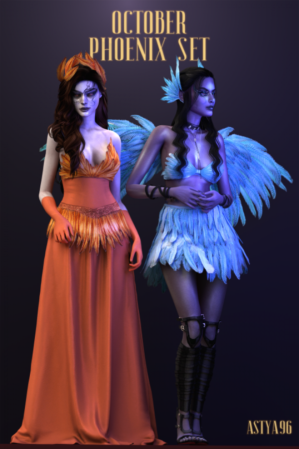 Alpha October Collection 2022 Phoenix Set by simsfinds - The Sims 4 Custom Content