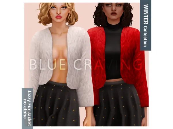 Alpha Blue Craving Jazzy fur jacket no alpha by bluecraving - The Sims 4 Custom Content