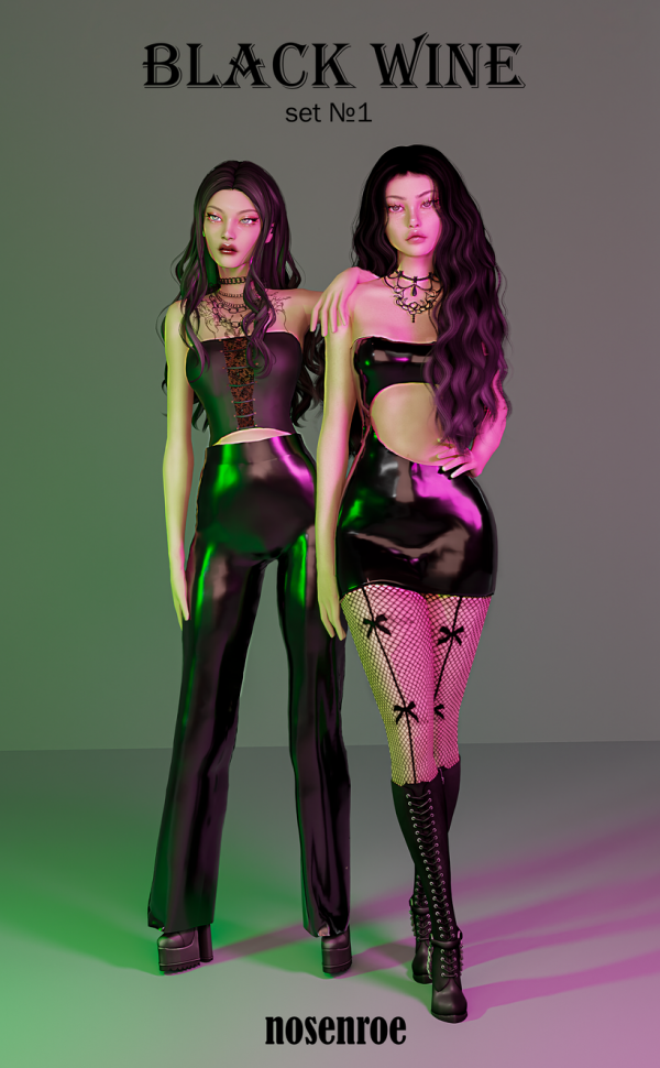 Alpha set 1 Black Wine by simsfinds - The Sims 4 Custom Content