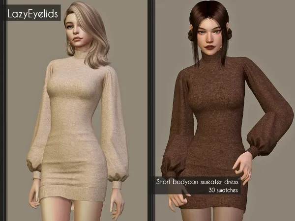 Alpha Short bodycon sweater dress - The Sims 4 Custom Content