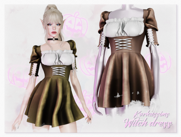 Alpha Witch dress by simsfinds - The Sims 4 Custom Content