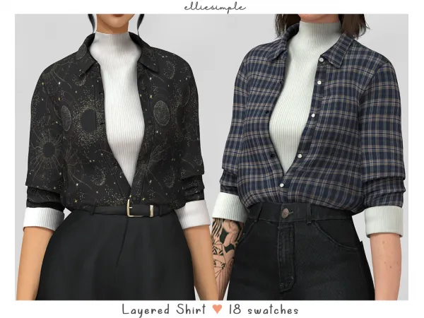 Alpha elliesimple layered shirt by elliesimple - The Sims 4 Custom Content