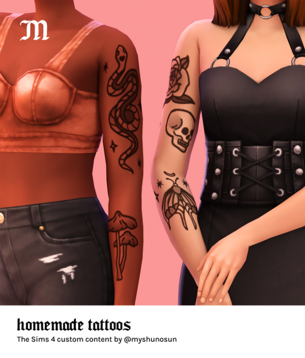 Mix Homemade Tattoos Maxis Match tattoos by simsfinds - The Sims 4 Custom Content