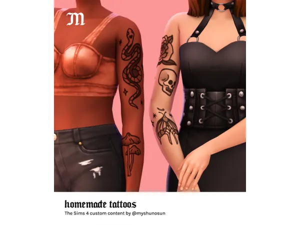 Mix Homemade Tattoos Maxis Match tattoos by myshunosun - The Sims 4 Custom Content
