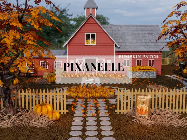 Mix Pumpkin Patch Blender Scene by pixanelle - The Sims 4 Custom Content