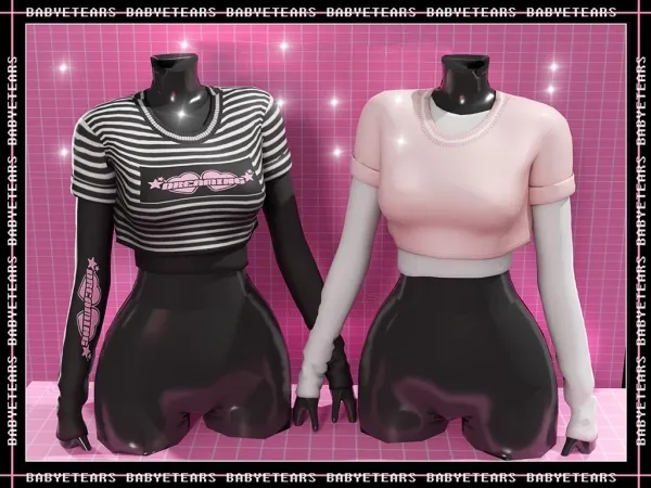Alpha Simple shirt with long sleeves undershirt Babyetears by babyetears - The Sims 4 Custom Content