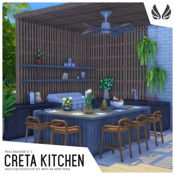 Maxis Match Creta Indoor Outdoor Kitchen by simsfinds - The Sims 4 Custom Content