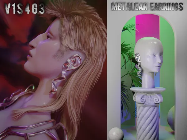 Alpha metalear earrings by v1s4g3 - The Sims 4 custom content