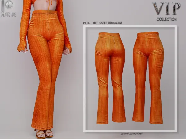 Alpha KNIT OUTFIT (TROUSERS) P113 by simsfinds - The Sims 4 Custom Content