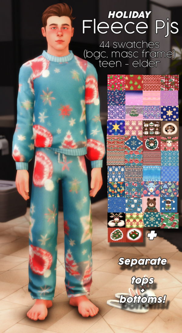 Maxis Match Holiday Fleece Pjs (BGC) by simsfinds - The Sims 4 Custom Content