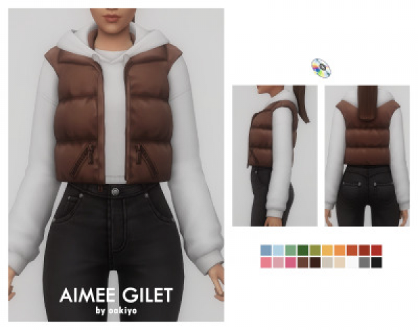 Maxis Match Aimee Gilet Hoodie by simsfinds - The Sims 4 Custom Content