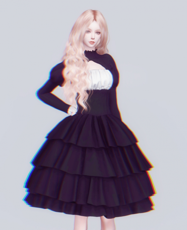 formal gothic dresses sims 4 cc Navy Velvet Floral Applique Long Sleeve A Line Gown (Plus) main image 0