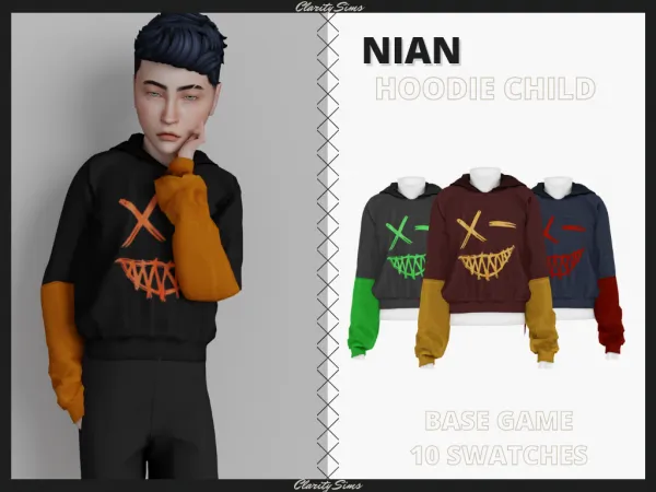 Alpha Nian Hoodie Child - The Sims 4 Custom Content