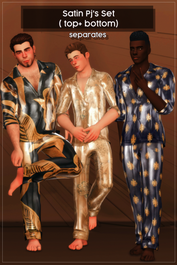 Maxis Match Satin Pjs Set Separates (bgc) by simsfinds - The Sims 4 Custom Content