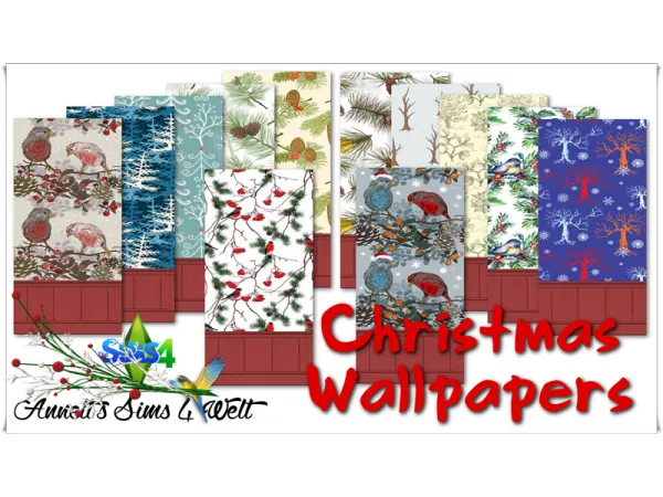 Mix Christmas Wallpapers by simsfinds - The Sims 4 Custom Content