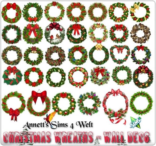 Maxis Match Christmas Wreaths Wall Doors Windows Deco by simsfinds - The Sims 4 Custom Content
