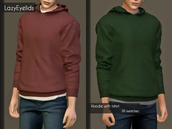 Alpha Hoodie with tshirt by lazyeyelids - The Sims 4 Custom Content