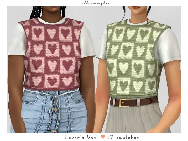 Alpha elliesimple lover's vest (early access) by elliesimple - The Sims 4 custom content