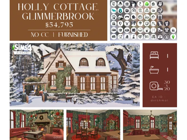 Maxis Match HOLLY COTTAGE GLIMMERBROOK - The Sims 4 Custom Content