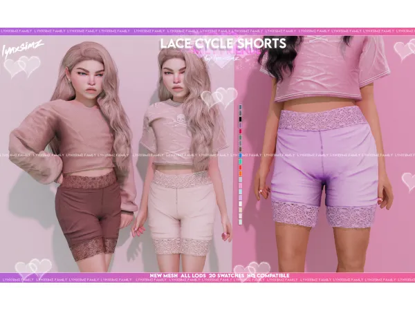 Alpha Lace Cycle Shorts Child by lynxsimz - The Sims 4 Custom Content