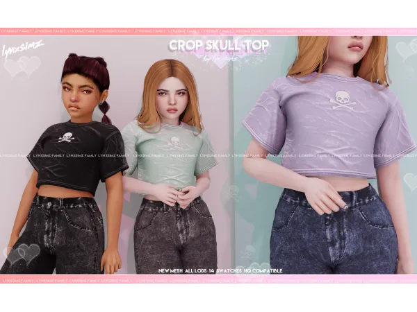 Alpha Skull T Shirt Child by lynxsimz - The Sims 4 Custom Content